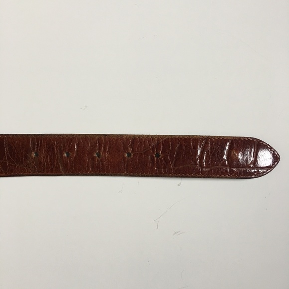 Vintage LINEA PELLE Horseshoe Brown Leather Belt S - Picture 4 of 7